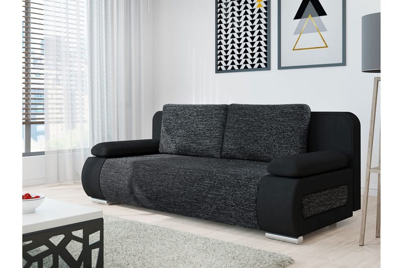 Emma Bäddsoffa 200x94x76 cm - Svart/Grå - Möbler - Vardagsrum - Bäddsoffor - 2-sits bäddsoffa