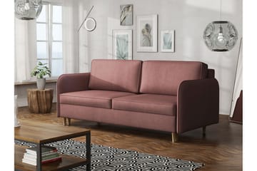 Gaja 2-sits Bäddsoffa Rundade Armstöd i Tyg - Rosa - Möbler - Vardagsrum - Bäddsoffor - 2-sits bäddsoffa