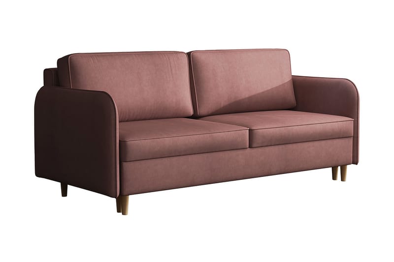 Gaja 2-sits Bäddsoffa Rundade Armstöd i Tyg, Rosa