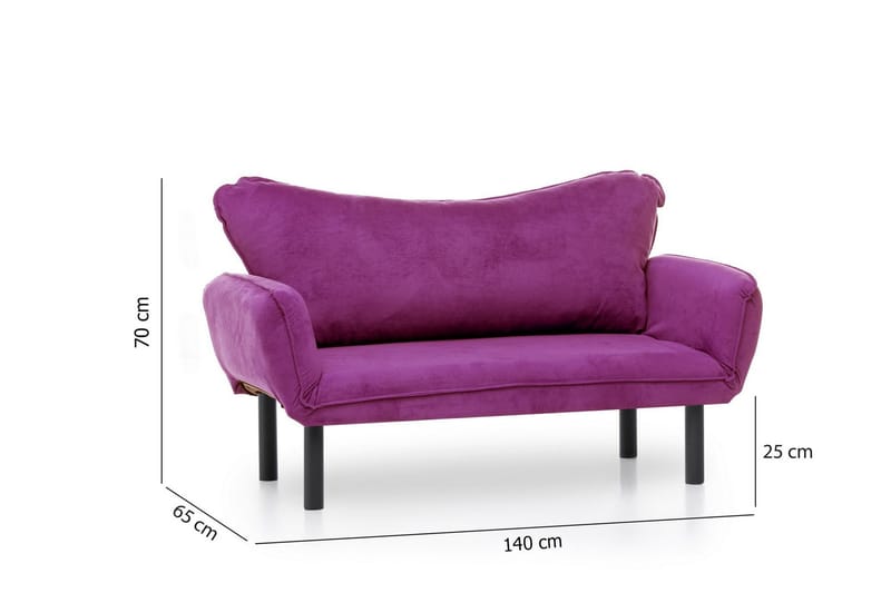 Mezonzo 2-sits Längsbäddad Fällbar Bäddsoffa 65x180 cm i Sammet - Lila - Möbler - Vardagsrum - Bäddsoffor - 2-sits bäddsoffa