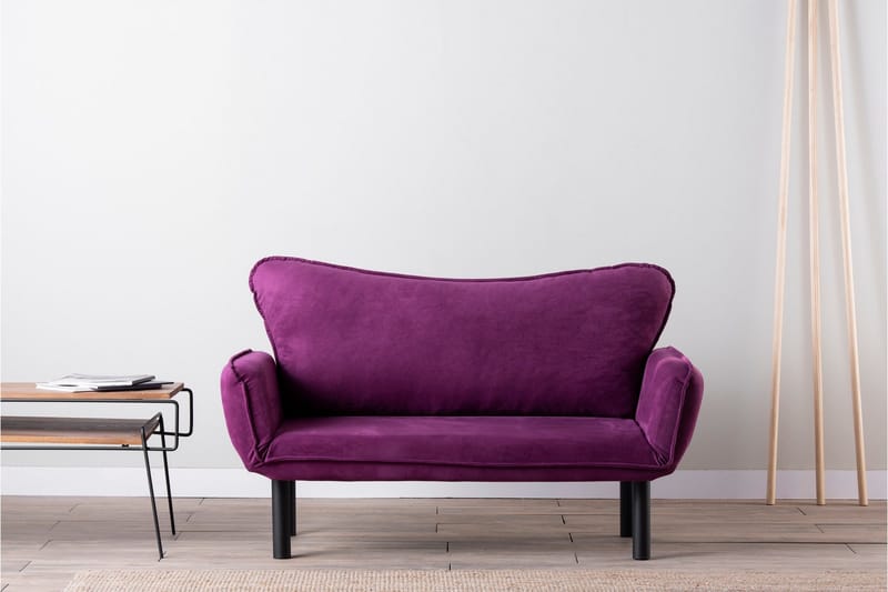 Mezonzo 2-sits Längsbäddad Fällbar Bäddsoffa 65x180 cm i Sammet - Lila - Möbler - Vardagsrum - Bäddsoffor - 2-sits bäddsoffa