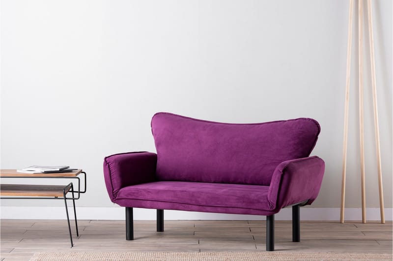 Mezonzo 2-sits Längsbäddad Fällbar Bäddsoffa 65x180 cm i Sammet - Lila - Möbler - Vardagsrum - Bäddsoffor - 2-sits bäddsoffa