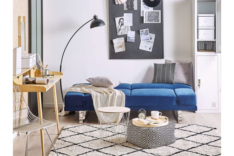 Selekk Fällbar 2-sits Bäddsoffa 105x192 cm i Sammet - Blå - Möbler - Vardagsrum - Bäddsoffor - 2-sits bäddsoffa