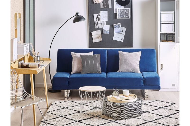 Selekk Fällbar 2-sits Bäddsoffa 105x192 cm i Sammet - Blå - Möbler - Vardagsrum - Bäddsoffor - 2-sits bäddsoffa