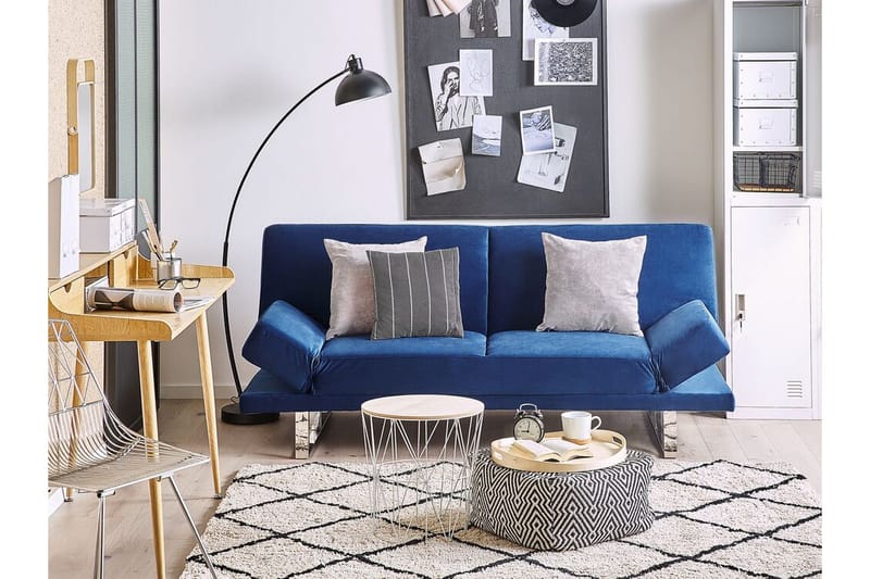 Selekk Fällbar 2-sits Bäddsoffa 105x192 cm i Sammet - Blå - Möbler - Vardagsrum - Bäddsoffor - 2-sits bäddsoffa