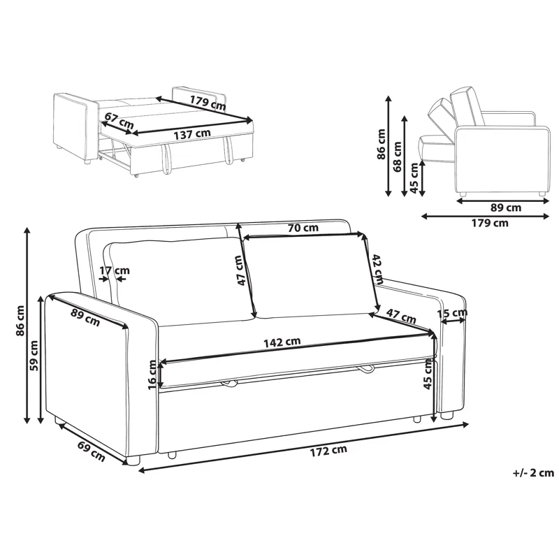 2-sits soffa Uttela - Grå - Möbler - Vardagsrum - Bäddsoffor
