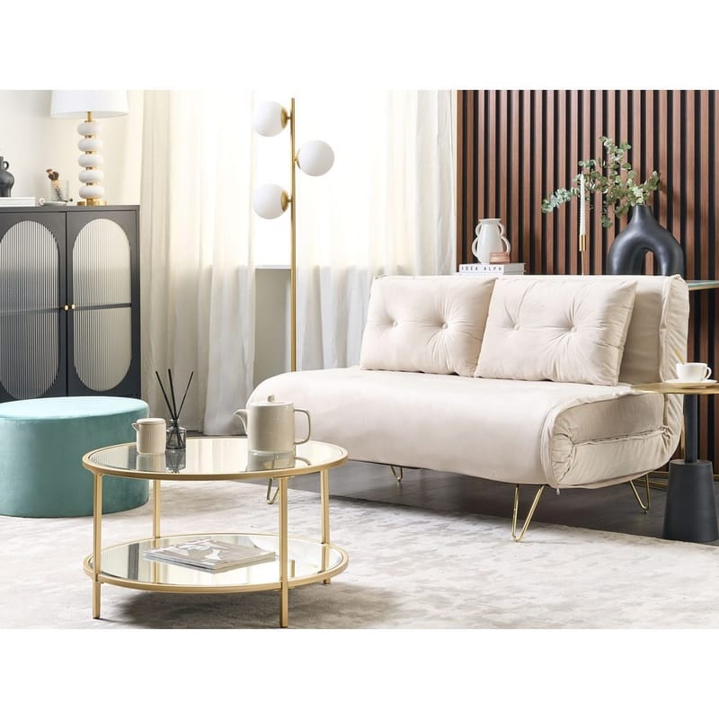 2-sits soffa Vestfold - Beige, guld - Möbler - Vardagsrum - Bäddsoffor