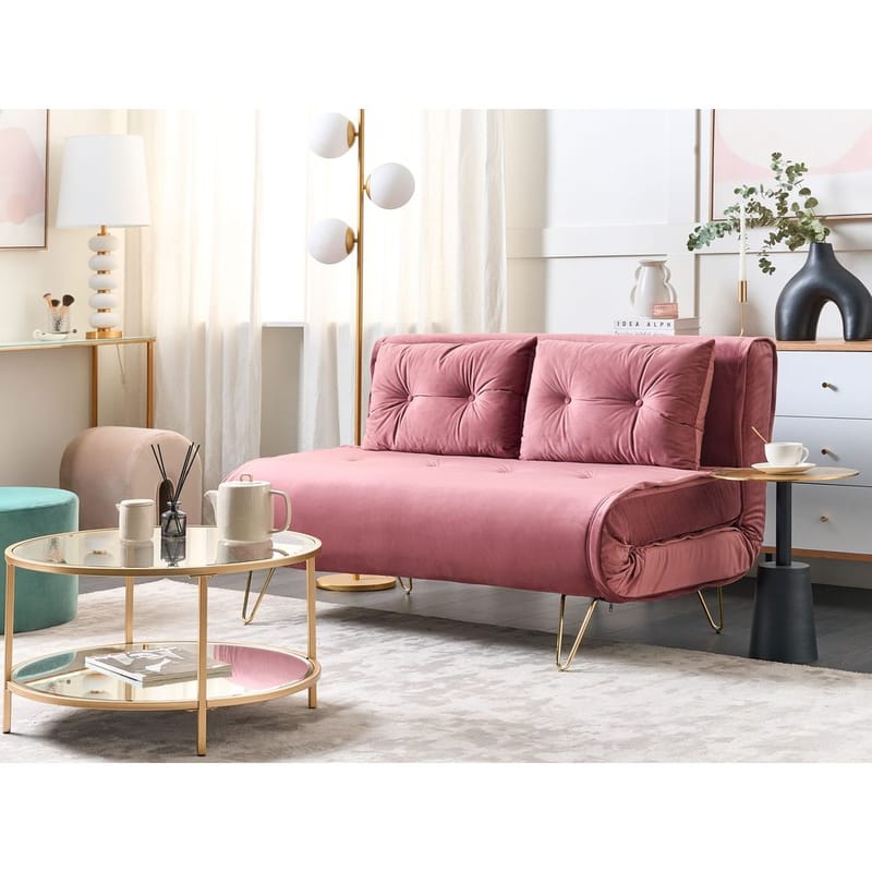 2-sits soffa Vestfold - Rosa, guld - Möbler - Vardagsrum - Soffor - 2-sits soffor