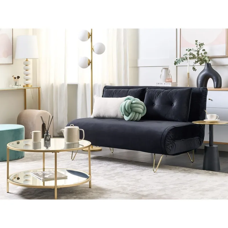 2-sits soffa Vestfold - Svart, guld - Möbler - Vardagsrum - Bäddsoffor