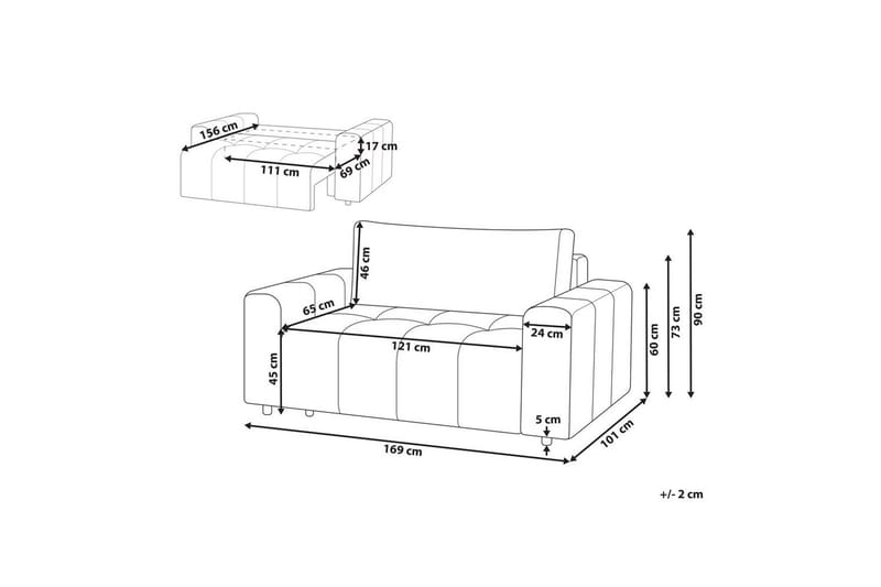 2-sitssoffa Innvik - Brun, 121x156 cm - Möbler - Vardagsrum - Bäddsoffor