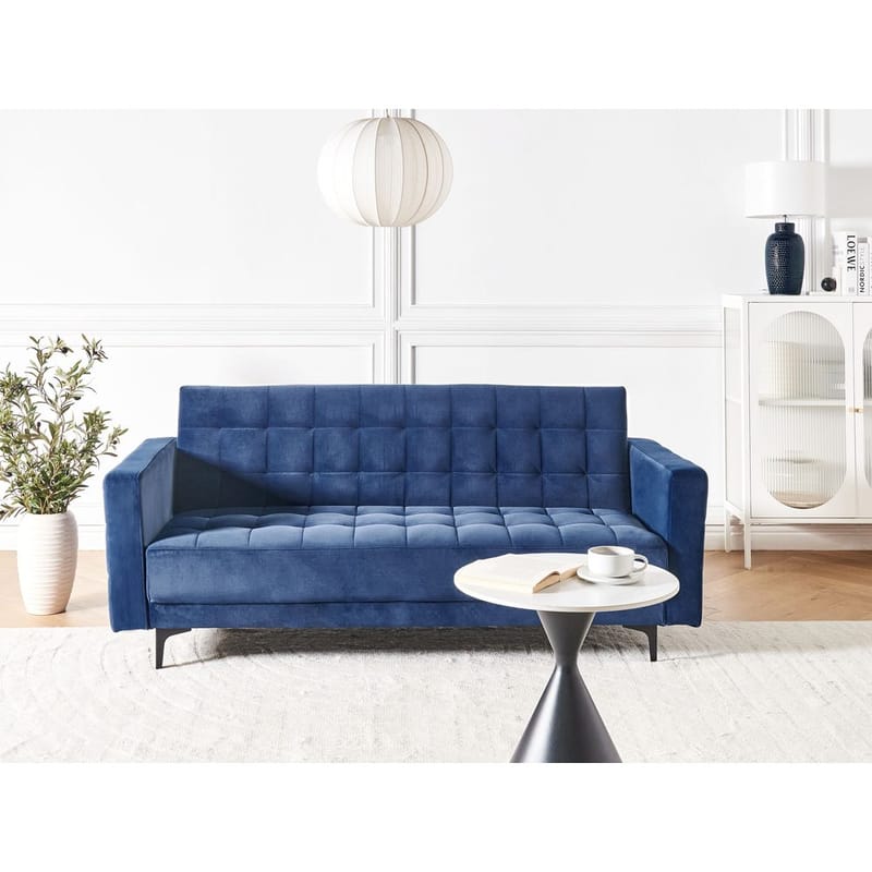 3-sits Bäddsoffa Aberdeen - Blå, Svart/Sammet - Möbler - Vardagsrum - Bäddsoffor