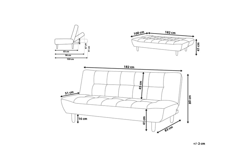 Alsten Bäddsoffa 182 cm - Grå - Möbler - Vardagsrum - Bäddsoffor - 3-sits bäddsoffa