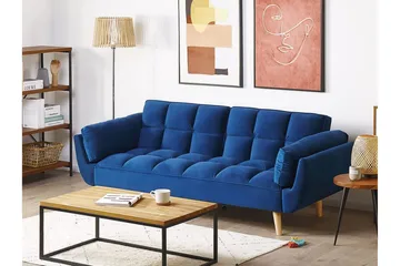 Asaby 3-sits Bäddsoffa - Sammet/Mörkblå - Möbler - Vardagsrum - Bäddsoffor - 3-sits bäddsoffa
