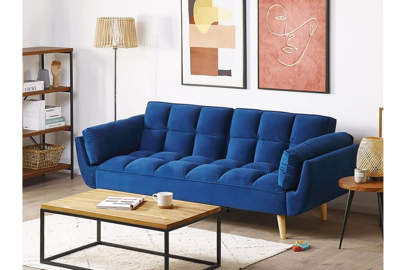 Asaby 3-sits Bäddsoffa - Sammet/Mörkblå - Möbler - Vardagsrum - Bäddsoffor - 3-sits bäddsoffa