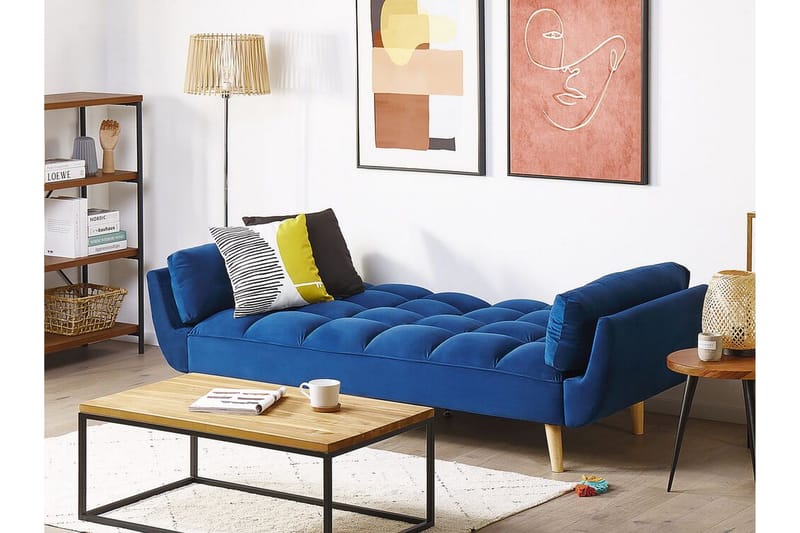 Asaby 3-sits Bäddsoffa - Sammet/Mörkblå - Möbler - Vardagsrum - Bäddsoffor - 3-sits bäddsoffa