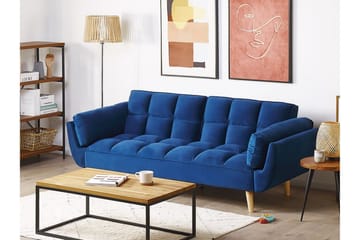 Asaby 3-sits Rektangulär Längsbäddad Bäddsoffa 107x185 cm i Sammet - Blå - Möbler - Vardagsrum - Bäddsoffor - 3-sits bäddsoffa