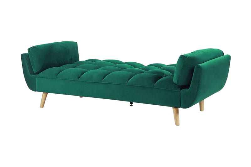 Asaby 3-sits Rektangulär Längsbäddad Bäddsoffa 107x185 cm i Sammet - Grön - Möbler - Vardagsrum - Bäddsoffor - 3-sits bäddsoffa