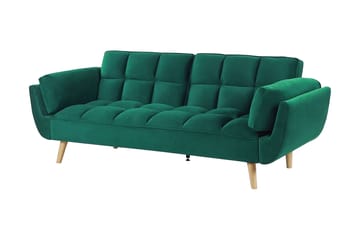 Asaby 3-sits Rektangulär Längsbäddad Bäddsoffa 107x185 cm i Sammet - Grön - Möbler - Vardagsrum - Bäddsoffor - 3-sits bäddsoffa