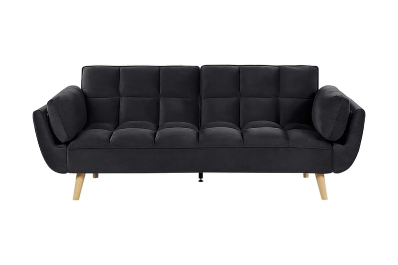 Asaby 3-sits Rektangulär Längsbäddad Bäddsoffa 107x185 cm i Sammet, Svart