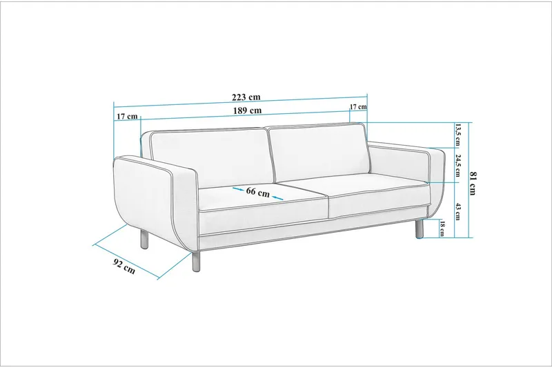 Austen 3-sits Bäddsoffa - Creme - Möbler - Vardagsrum - Bäddsoffor - 3-sits bäddsoffa