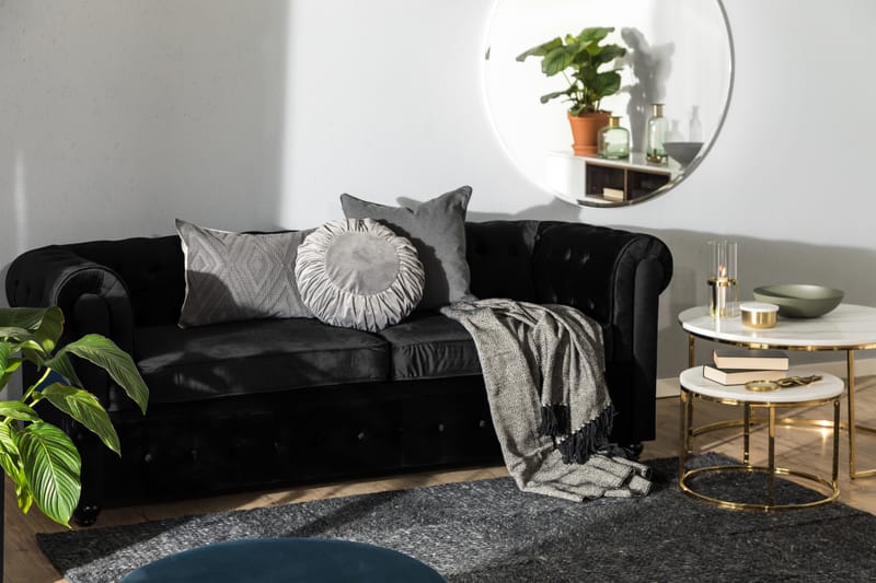 Chesterfield Lyx 3-sits Framåtbäddad bäddsoffa i Sammet - Möbler - Vardagsrum - Bäddsoffor - 3-sits bäddsoffa