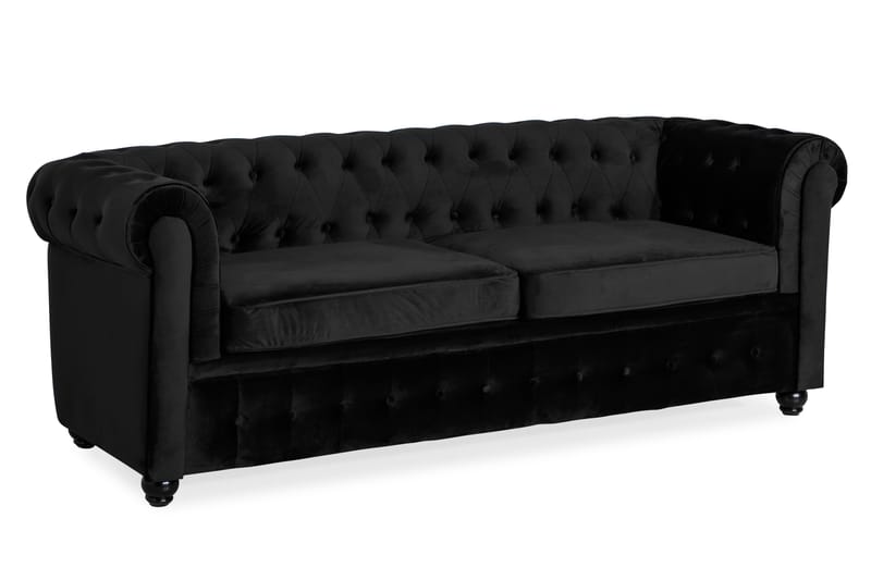 Chesterfield Lyx 3-sits Framåtbäddad bäddsoffa i Sammet - Möbler - Vardagsrum - Bäddsoffor - 3-sits bäddsoffa