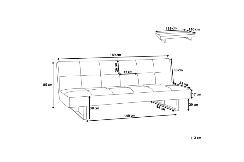 DERBY Bäddsoffa 88 cm - Bäddsoffor - 3-sits bäddsoffa