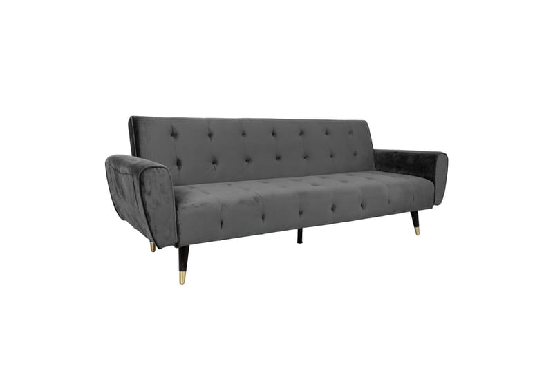 FALUN Bäddsoffa 214x83 cm Grå Sammet - Möbler - Vardagsrum - Bäddsoffor - 3-sits bäddsoffa