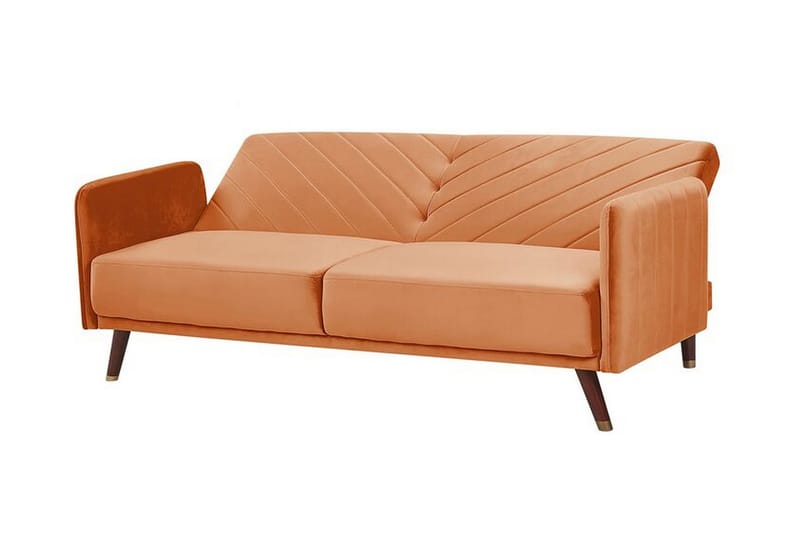 GENEJA 3-sits Bäddsoffa Sammet/Orange - Möbler - Vardagsrum - Bäddsoffor - 3-sits bäddsoffa
