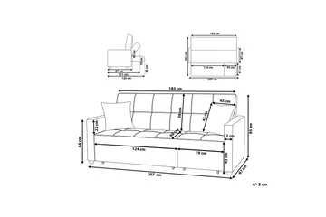 Glomma Bäddsoffa 207 cm - Grå - Möbler - Vardagsrum - Bäddsoffor - 3-sits bäddsoffa