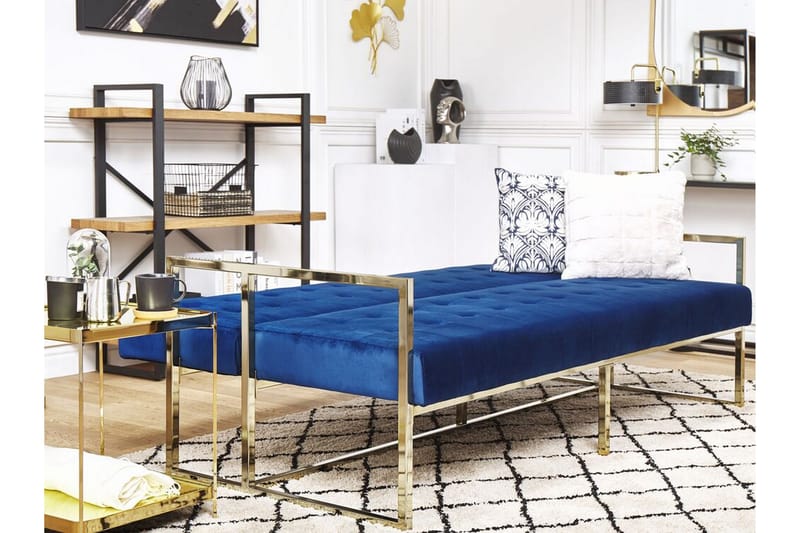 GRIMSARBO 3-sits Bäddsoffa Sammet/Marinblå - Möbler - Vardagsrum - Bäddsoffor - 3-sits bäddsoffa