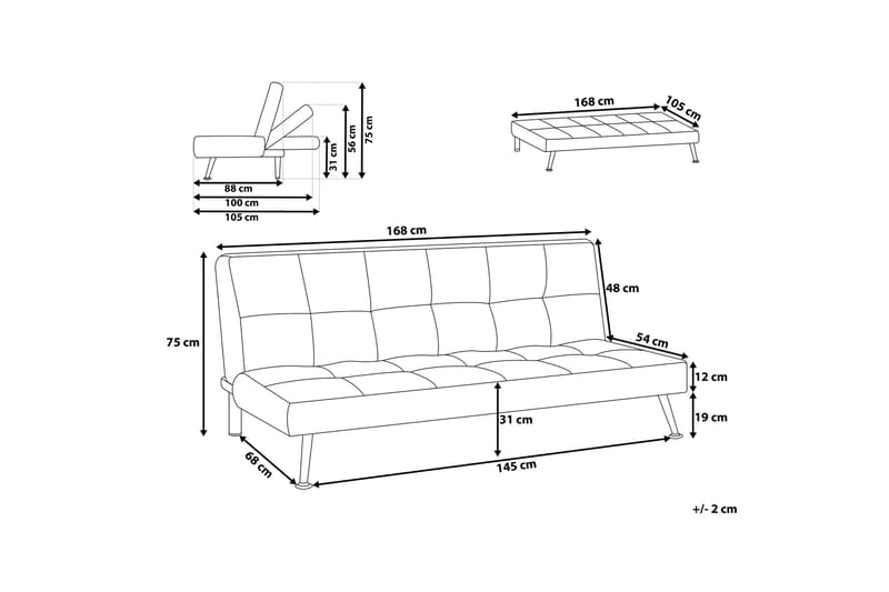 HASLE Bäddsoffa 168 cm - Möbler - Vardagsrum - Bäddsoffor - 3-sits bäddsoffa