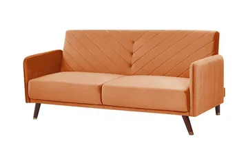 Induja 3-sits Bäddsoffa - Sammet/Orange - Möbler - Vardagsrum - Bäddsoffor - 3-sits bäddsoffa