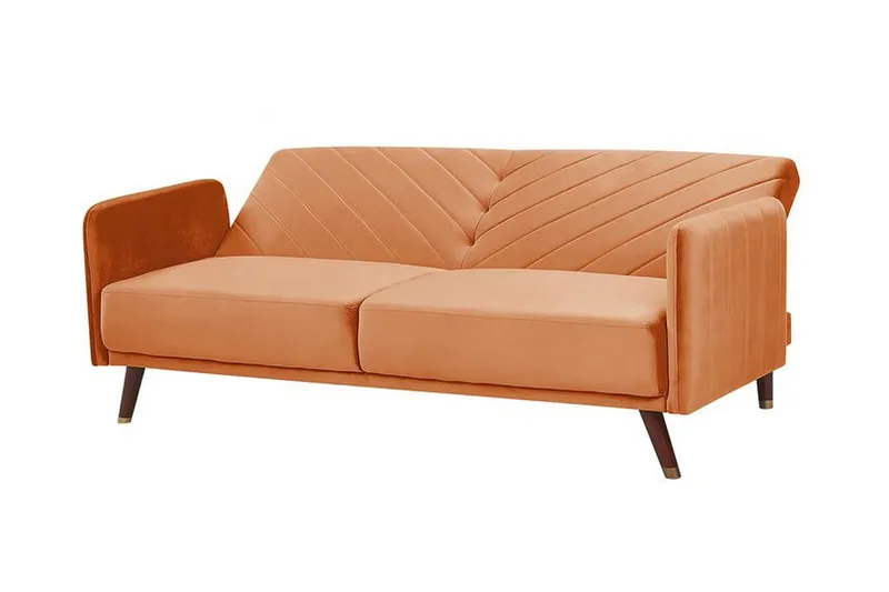 Induja 3-sits Bäddsoffa - Sammet/Orange - Möbler - Vardagsrum - Bäddsoffor - 3-sits bäddsoffa