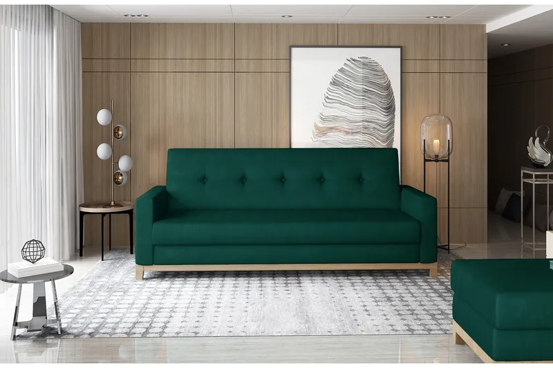Iselene 3-sits Bäddsoffa - Grön - Möbler - Vardagsrum - Bäddsoffor - 3-sits bäddsoffa