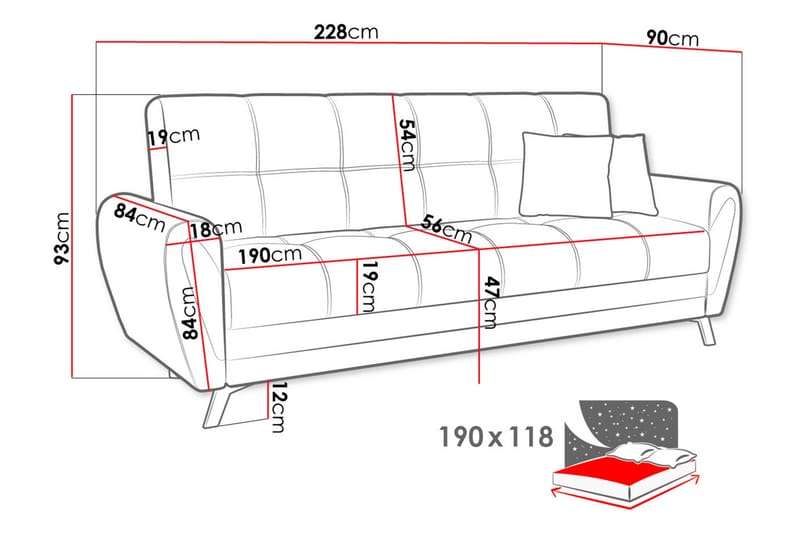 Laterse 3-sits Bäddsoffa - Svart - Möbler - Vardagsrum - Bäddsoffor - 3-sits bäddsoffa