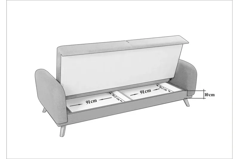 Malkiat Bäddsoffa - Grå - Möbler - Vardagsrum - Bäddsoffor - 3-sits bäddsoffa