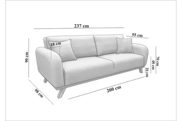 Malkiat Bäddsoffa - Grå - Möbler - Vardagsrum - Bäddsoffor - 3-sits bäddsoffa