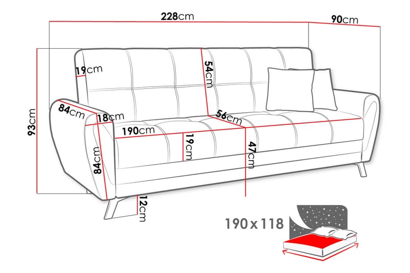 MARANGA 3-sits Bäddsoffa - Grå - Bäddsoffor - 3-sits bäddsoffa