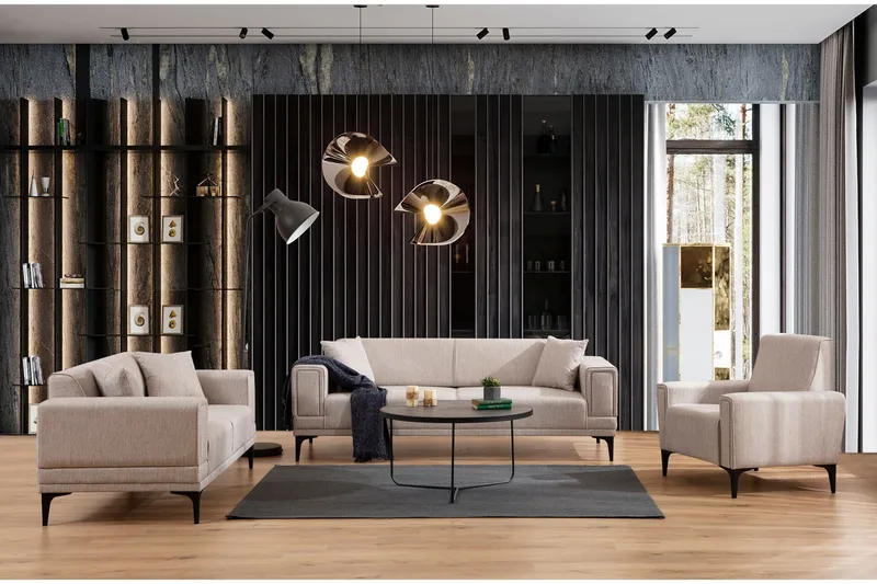 Naoko 3-sits Bäddsoffa - Ljusbrun - Möbler - Vardagsrum - Bäddsoffor - 3-sits bäddsoffa