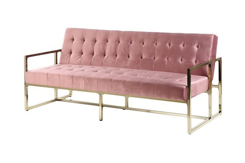 Ordsbo 3-sits Bäddsoffa - Sammet/Rosa - Möbler - Vardagsrum - Bäddsoffor - 3-sits bäddsoffa