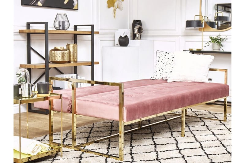 Ordsbo 3-sits Bäddsoffa - Sammet/Rosa - Möbler - Vardagsrum - Bäddsoffor - 3-sits bäddsoffa