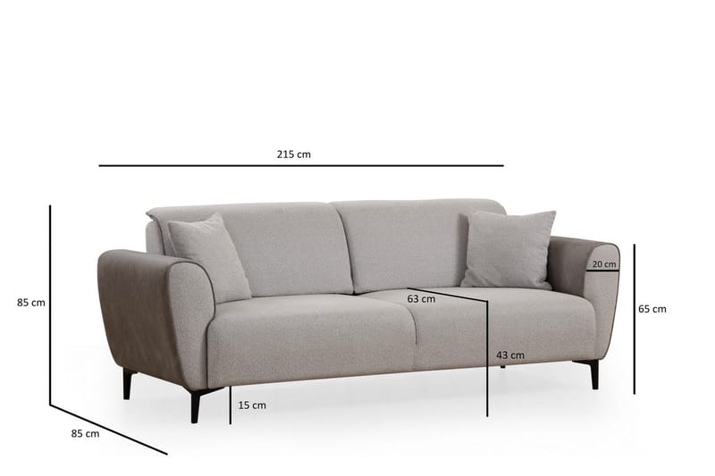 Rebelo 3-sits Bäddsoffa - Grå - Möbler - Vardagsrum - Bäddsoffor - 3-sits bäddsoffa