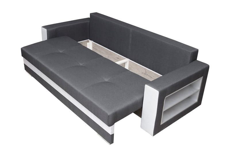 3-sits Bäddsoffa Rektangulär 236 cm med Förvaring i Tyg - Antracit - Möbler - Vardagsrum - Bäddsoffor