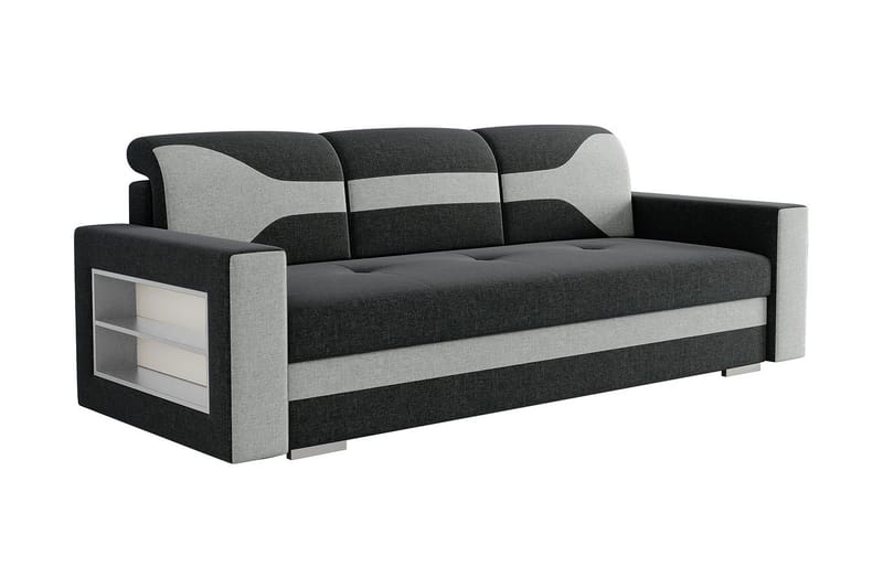 3-sits Bäddsoffa Rektangulär 236 cm med Förvaring i Tyg, Antracit
