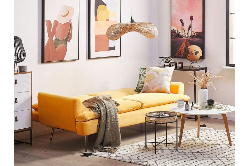 SAKSERUD 3-sits Bäddsoffa Sammet/Gul - Möbler - Vardagsrum - Bäddsoffor - 3-sits bäddsoffa