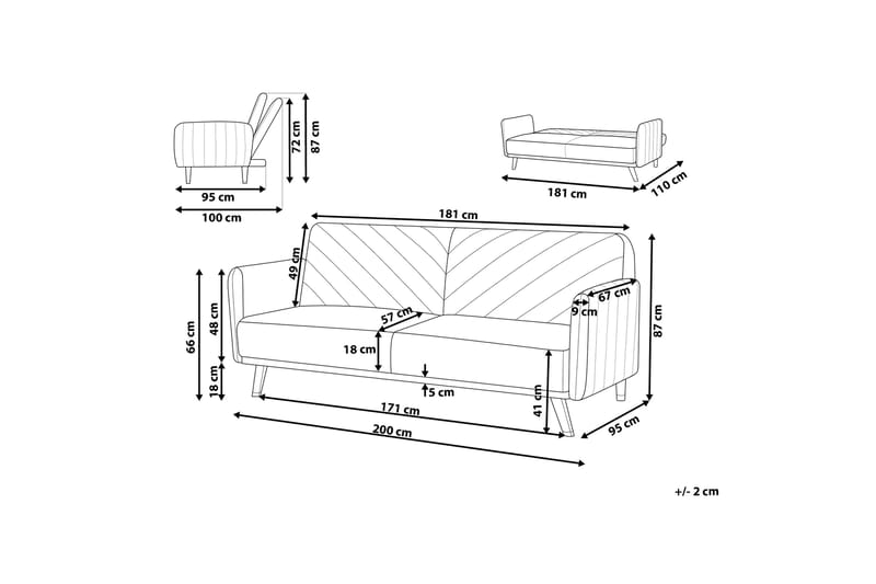 Senja Bäddsoffa 200 cm - Röd - Möbler - Vardagsrum - Bäddsoffor - 3-sits bäddsoffa