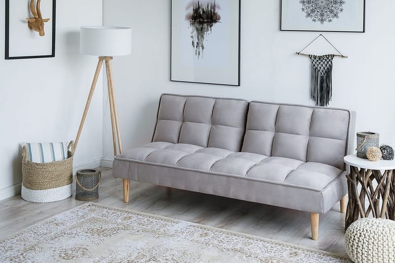 Siljan 3-sits Rektangulär Längsbäddad Bäddsoffa 105x177 cm i Tyg - Grå - Möbler - Vardagsrum - Bäddsoffor - 3-sits bäddsoffa