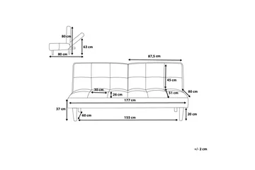 Siljan Bäddsoffa 177 cm - Grå - Möbler - Vardagsrum - Bäddsoffor - 3-sits bäddsoffa