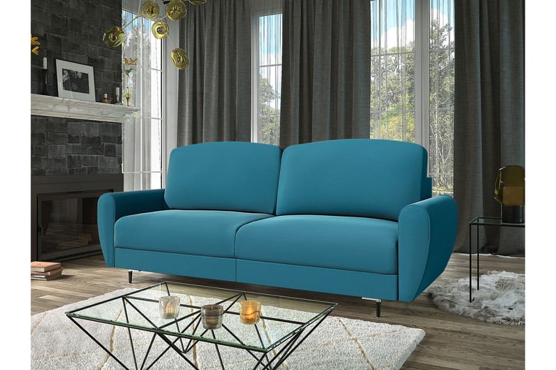 Silvia Bäddsoffa 226x98x95 cm LED-belysning - Blå - Möbler - Vardagsrum - Bäddsoffor - 3-sits bäddsoffa
